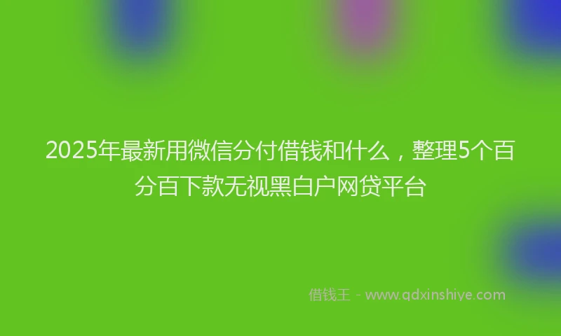 2025年最新用微信分付借钱和什么，整理5个百分百下款无视黑白户网贷平台