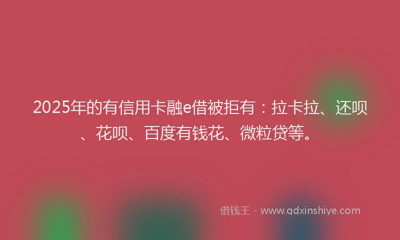 2025年的有信用卡融e借被拒有：拉卡拉、还呗、花呗、百度有钱花、微粒贷等。