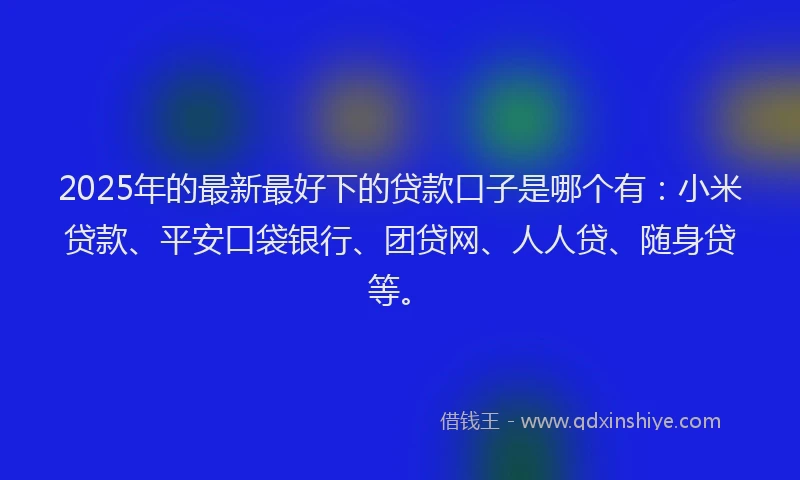 2025年的最新最好下的贷款口子是哪个有：小米贷款、平安口袋银行、团贷网、人人贷、随身贷等。