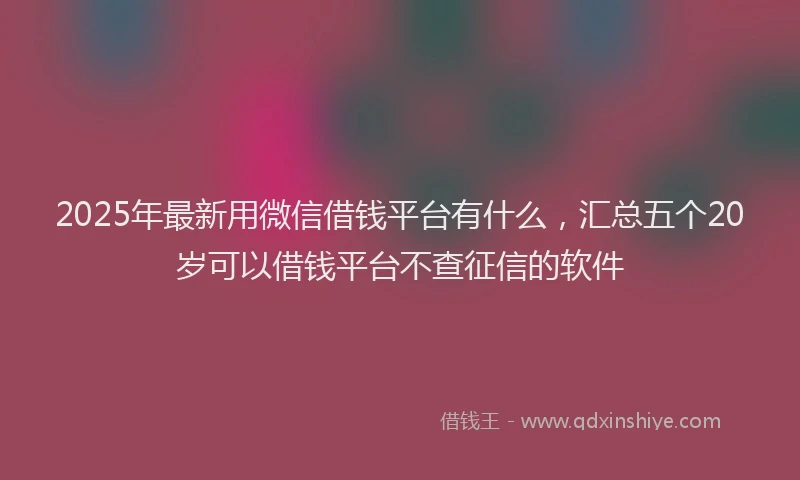 2025年最新用微信借钱平台有什么，汇总五个20岁可以借钱平台不查征信的软件