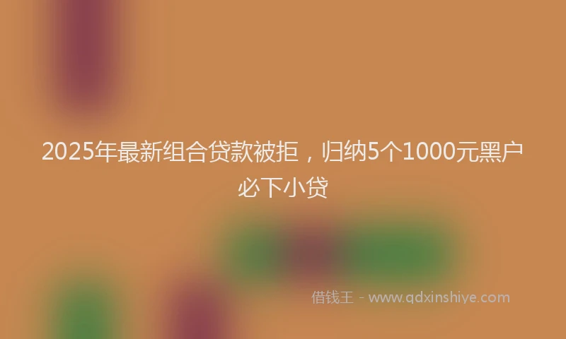 2025年最新组合贷款被拒，归纳5个1000元黑户必下小贷