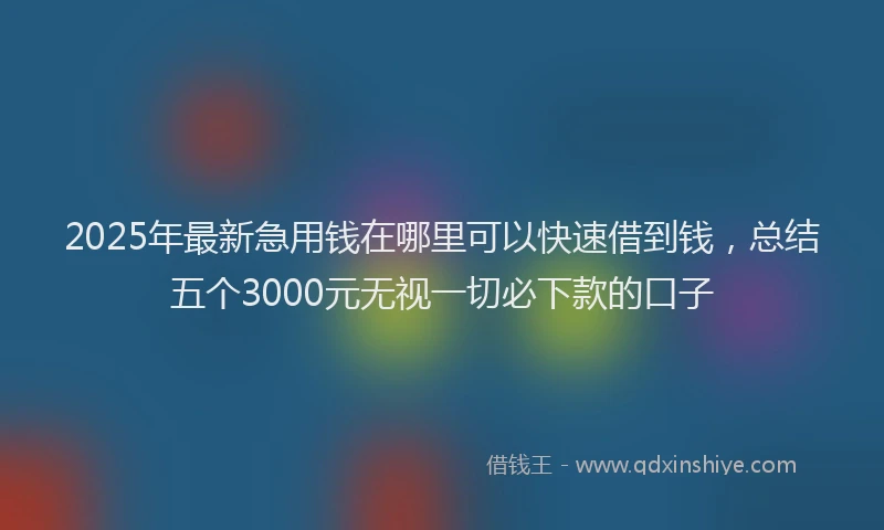 2025年最新急用钱在哪里可以快速借到钱，总结五个3000元无视一切必下款的口子