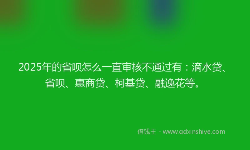 2025年的省呗怎么一直审核不通过有：滴水贷、省呗、惠商贷、柯基贷、融逸花等。