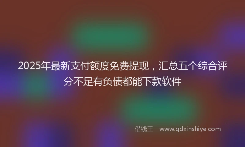 2025年最新支付额度免费提现，汇总五个综合评分不足有负债都能下款软件