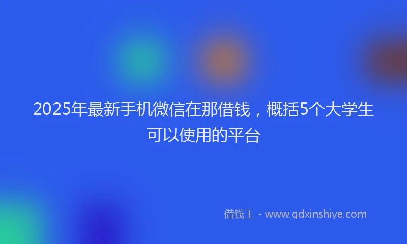 2025年最新手机微信在那借钱，概括5个大学生可以使用的平台