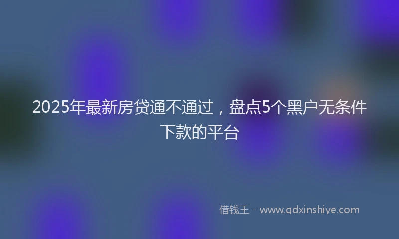 2025年最新房贷通不通过，盘点5个黑户无条件下款的平台