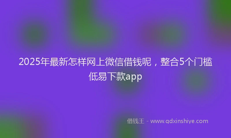 2025年最新怎样网上微信借钱呢，整合5个门槛低易下款app