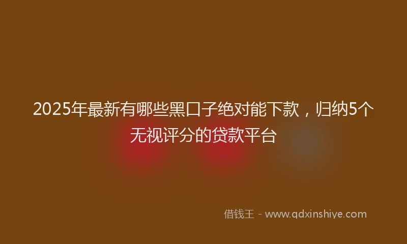 2025年最新有哪些黑口子绝对能下款，归纳5个无视评分的贷款平台