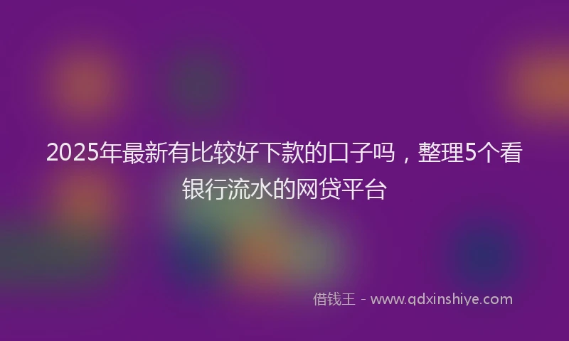 2025年最新有比较好下款的口子吗，整理5个看银行流水的网贷平台