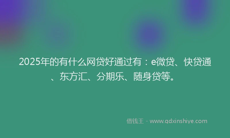 2025年的有什么网贷好通过有：e微贷、快贷通、东方汇、分期乐、随身贷等。