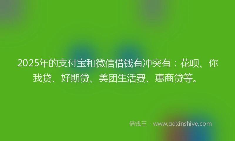 2025年的支付宝和微信借钱有冲突有：花呗、你我贷、好期贷、美团生活费、惠商贷等。