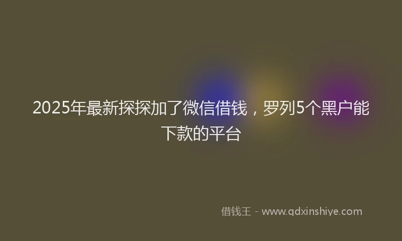 2025年最新探探加了微信借钱，罗列5个黑户能下款的平台