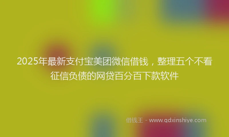 2025年最新支付宝美团微信借钱，整理五个不看征信负债的网贷百分百下款软件