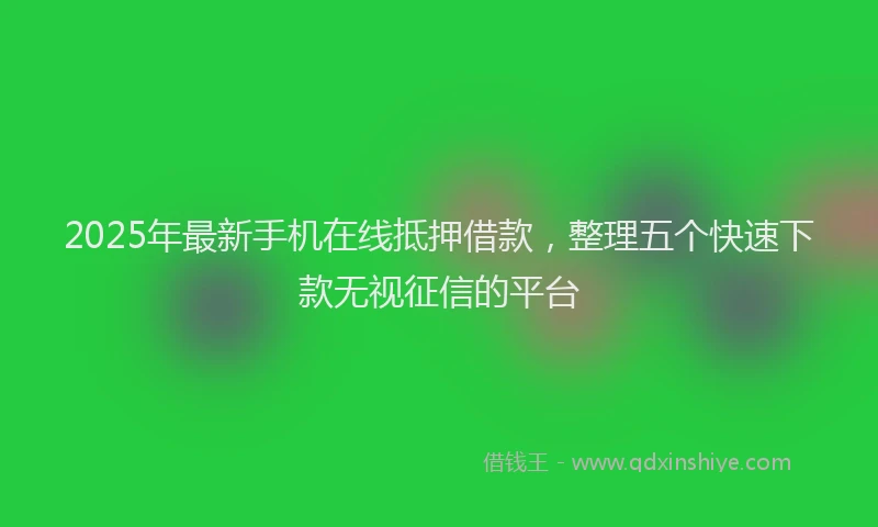 2025年最新手机在线抵押借款，整理五个快速下款无视征信的平台