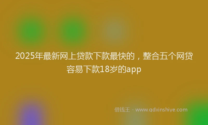 2025年最新网上贷款下款最快的，整合五个网贷容易下款18岁的app