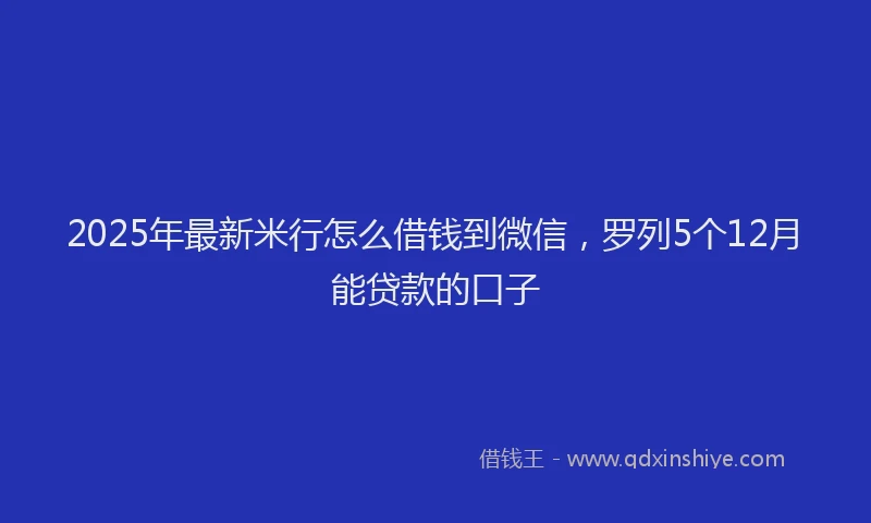 2025年最新米行怎么借钱到微信，罗列5个12月能贷款的口子
