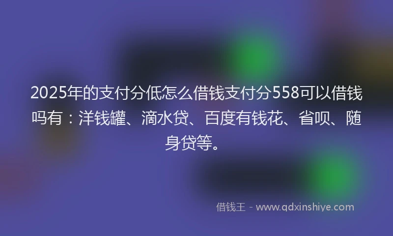 2025年的支付分低怎么借钱支付分558可以借钱吗有：洋钱罐、滴水贷、百度有钱花、省呗、随身贷等。