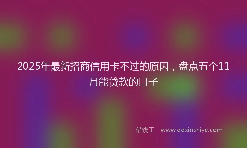 2025年最新招商信用卡不过的原因，盘点五个11月能贷款的口子