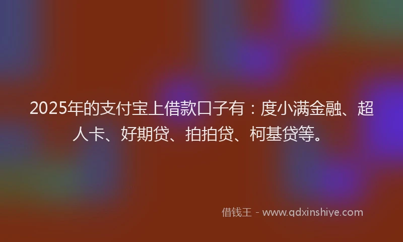 2025年的支付宝上借款口子有：度小满金融、超人卡、好期贷、拍拍贷、柯基贷等。