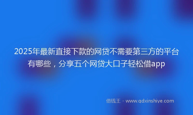 2025年最新直接下款的网贷不需要第三方的平台有哪些，分享五个网贷大口子轻松借app
