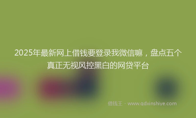 2025年最新网上借钱要登录我微信嘛，盘点五个真正无视风控黑白的网贷平台
