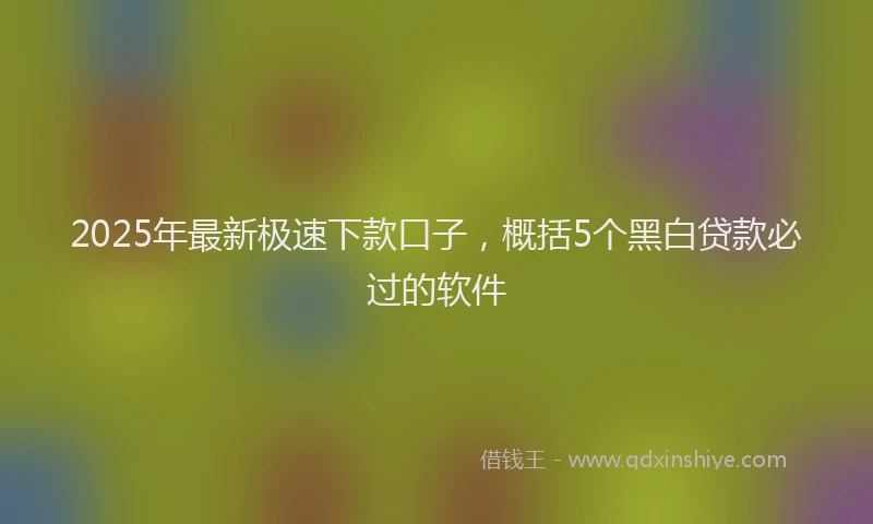 2025年最新极速下款口子，概括5个黑白贷款必过的软件