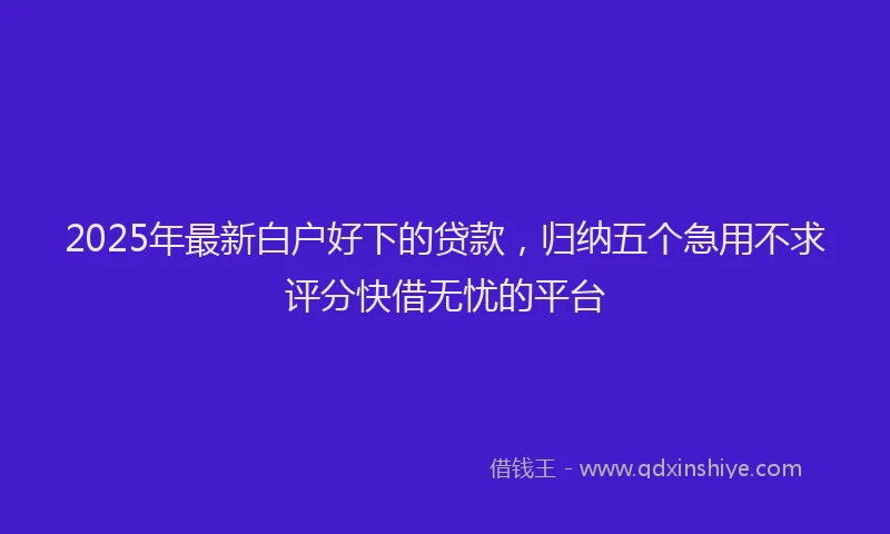 2025年最新白户好下的贷款，归纳五个急用不求评分快借无忧的平台