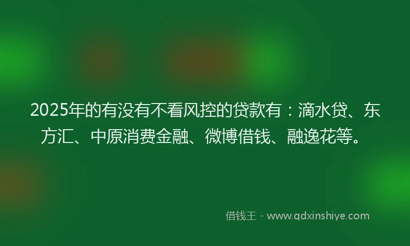 2025年的有没有不看风控的贷款有：滴水贷、东方汇、中原消费金融、微博借钱、融逸花等。