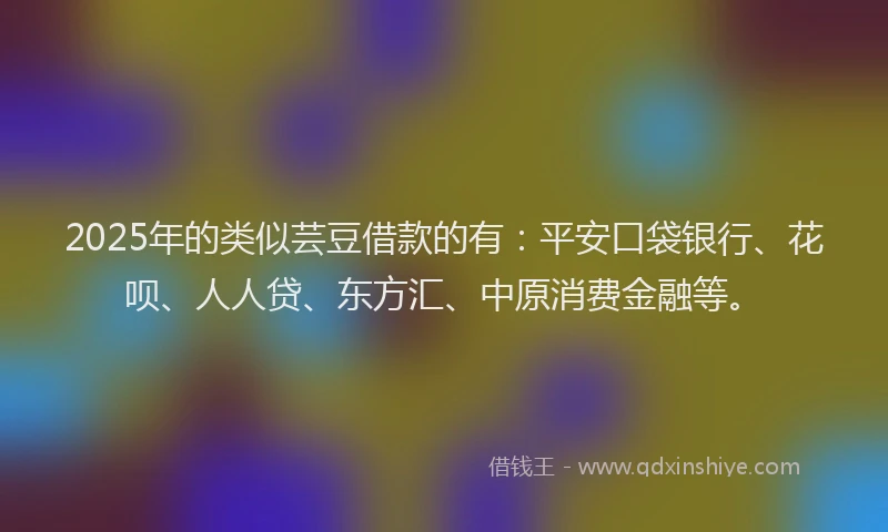 2025年的类似芸豆借款的有：平安口袋银行、花呗、人人贷、东方汇、中原消费金融等。