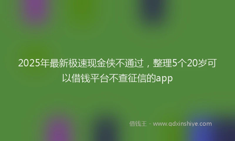 2025年最新极速现金侠不通过，整理5个20岁可以借钱平台不查征信的app