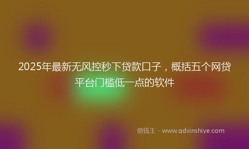 2025年最新无风控秒下贷款口子，概括五个网贷平台门槛低一点的软件