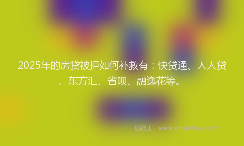 2025年的房贷被拒如何补救有：快贷通、人人贷、东方汇、省呗、融逸花等。