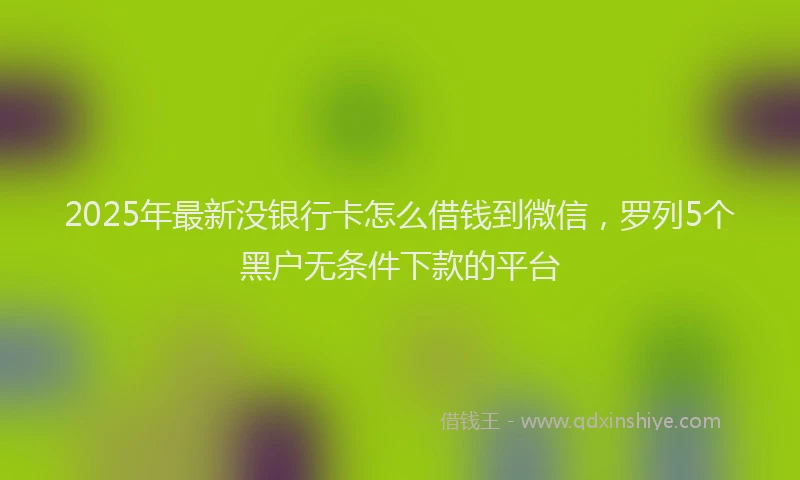2025年最新没银行卡怎么借钱到微信，罗列5个黑户无条件下款的平台