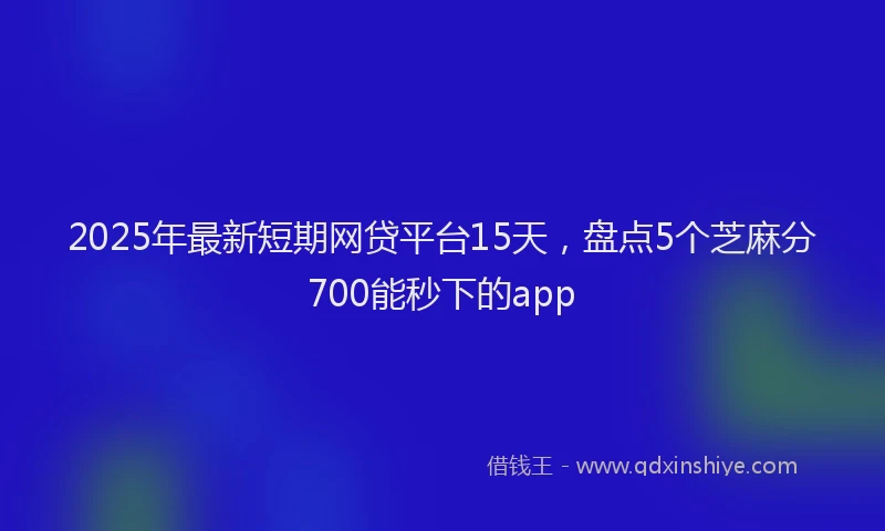 2025年最新短期网贷平台15天，盘点5个芝麻分700能秒下的app