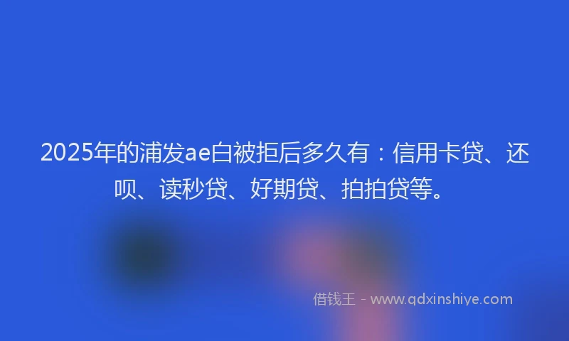 2025年的浦发ae白被拒后多久有：信用卡贷、还呗、读秒贷、好期贷、拍拍贷等。