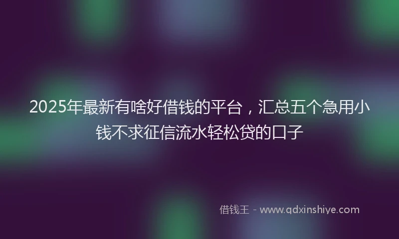 2025年最新有啥好借钱的平台，汇总五个急用小钱不求征信流水轻松贷的口子