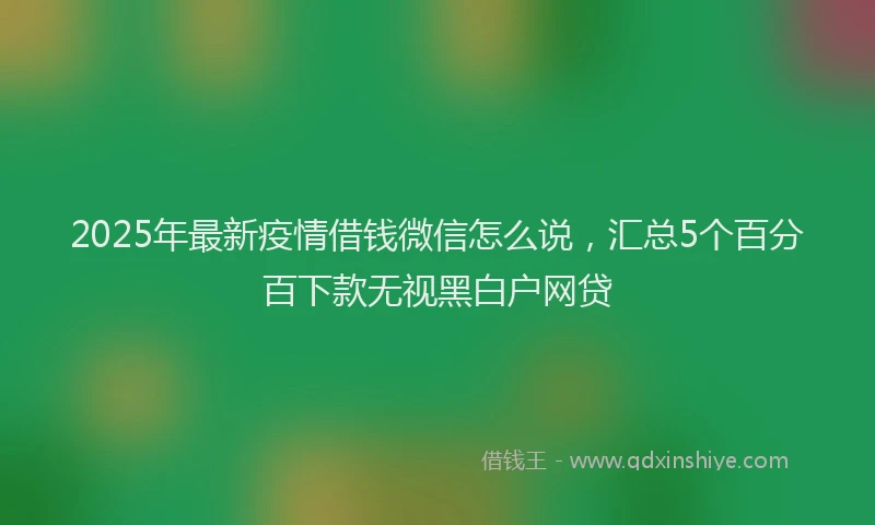 2025年最新疫情借钱微信怎么说，汇总5个百分百下款无视黑白户网贷