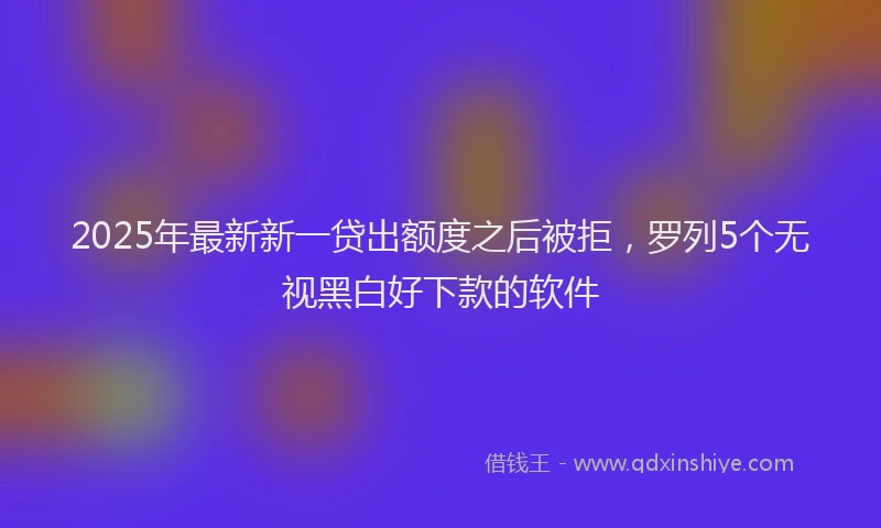2025年最新新一贷出额度之后被拒，罗列5个无视黑白好下款的软件