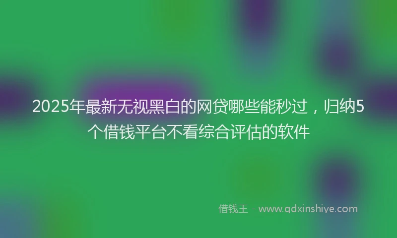 2025年最新无视黑白的网贷哪些能秒过，归纳5个借钱平台不看综合评估的软件