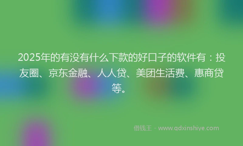 2025年的有没有什么下款的好口子的软件有：投友圈、京东金融、人人贷、美团生活费、惠商贷等。