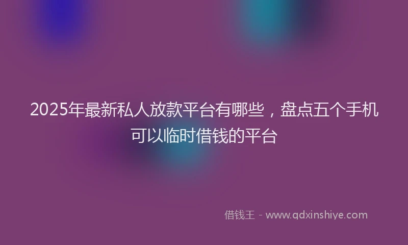 2025年最新私人放款平台有哪些,盘点五个手机可以临时借钱的平台