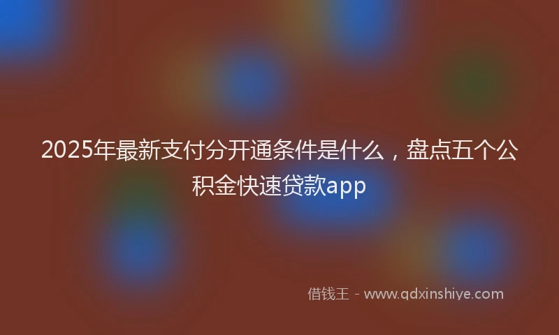 2025年最新支付分开通条件是什么，盘点五个公积金快速贷款app