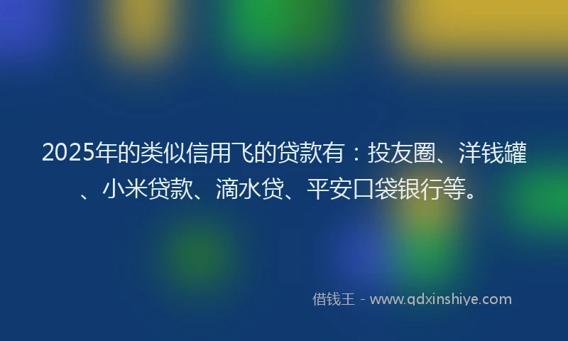 2025年的类似信用飞的贷款有：投友圈、洋钱罐、小米贷款、滴水贷、平安口袋银行等。