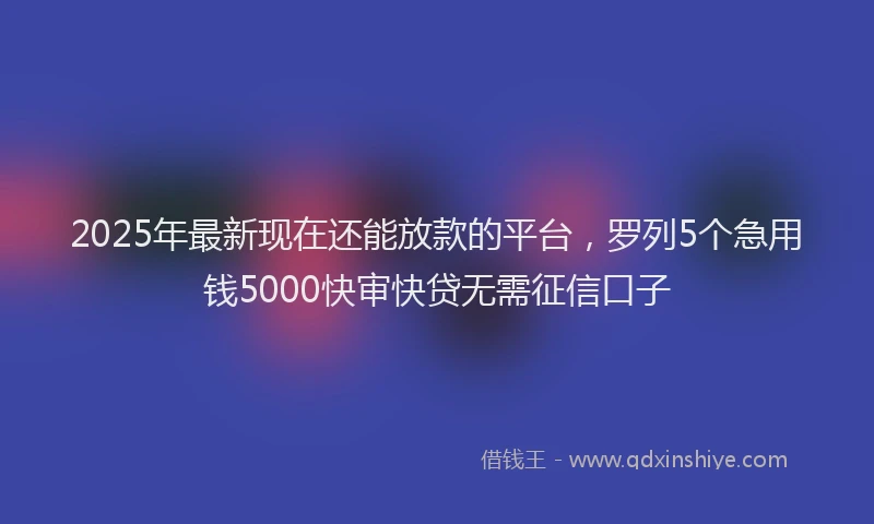 2025年最新现在还能放款的平台，罗列5个急用钱5000快审快贷无需征信口子