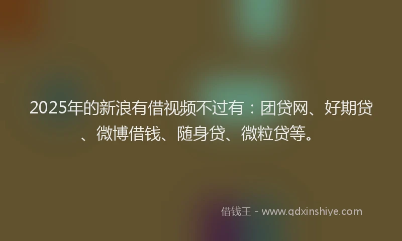 2025年的新浪有借视频不过有：团贷网、好期贷、微博借钱、随身贷、微粒贷等。