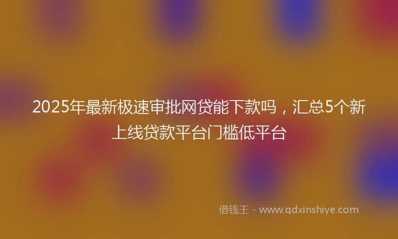 2025年最新极速审批网贷能下款吗，汇总5个新上线贷款平台门槛低平台
