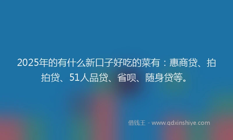 2025年的有什么新口子好吃的菜有：惠商贷、拍拍贷、51人品贷、省呗、随身贷等。