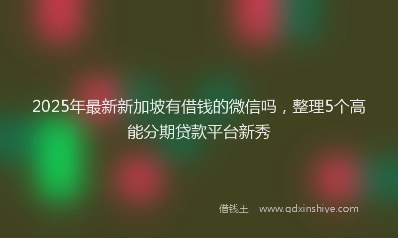 2025年最新新加坡有借钱的微信吗，整理5个高能分期贷款平台新秀