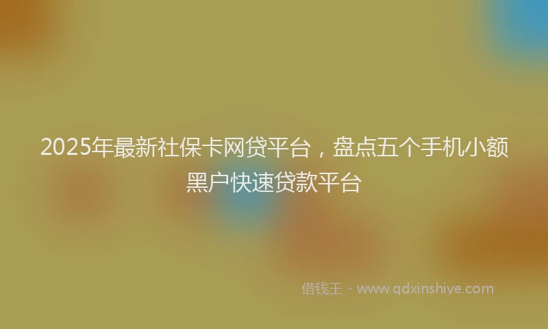 2025年最新社保卡网贷平台，盘点五个手机小额黑户快速贷款平台