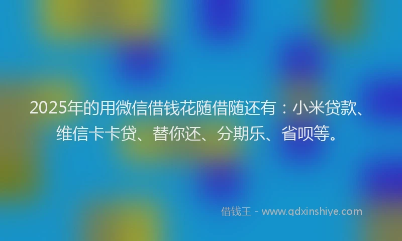 2025年的用微信借钱花随借随还有：小米贷款、维信卡卡贷、替你还、分期乐、省呗等。